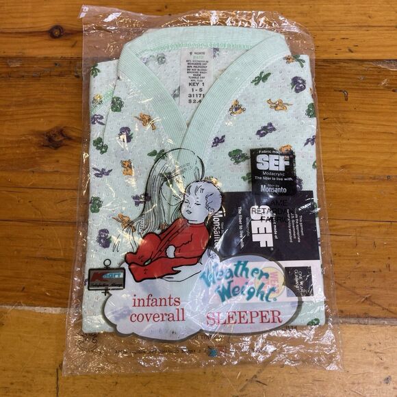 NOS Vintage Baby 9M Sleeper Footed‎ Pajamas Snap USA KMart NWT Lightweight - Picture 10 of 10